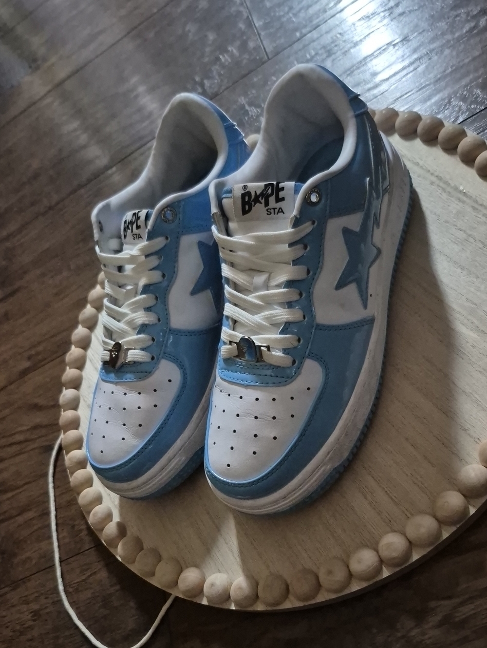 Women Low-Top Sneakers in Light Blue and White